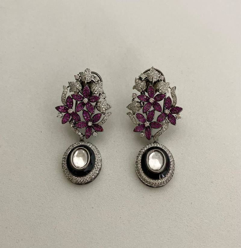 The ruby bloom diamond earrings