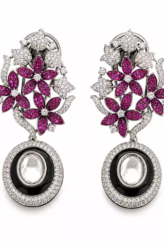 The ruby bloom diamond earrings