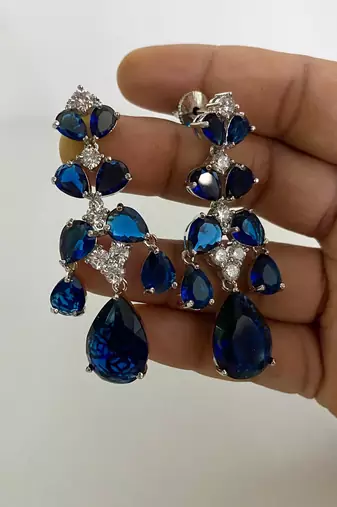 The sapphire cascade diamond earrings