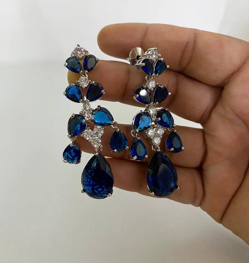 The sapphire cascade diamond earrings