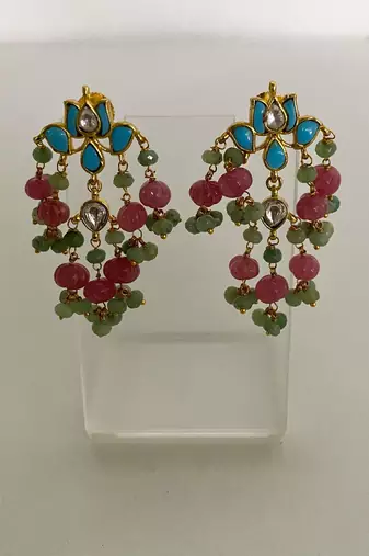 The azure bloom kundan earrings
