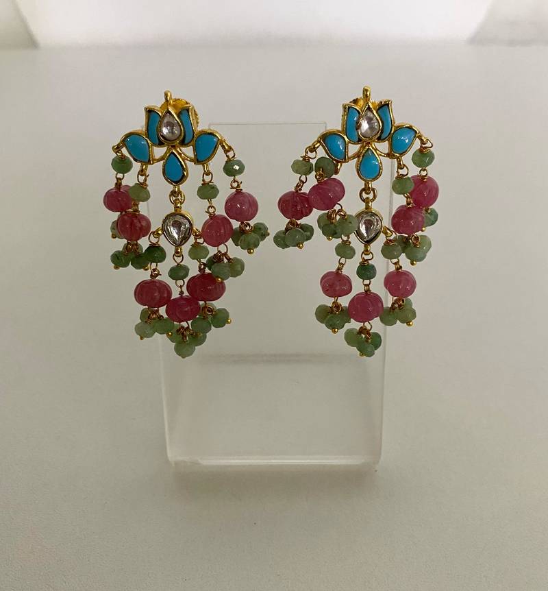 The azure bloom kundan earrings