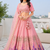 Designer Baby pink Tabby Silk Lehenga Choli with Sequin, Zari & Hand-Painted Embroidery and Net Dupatta