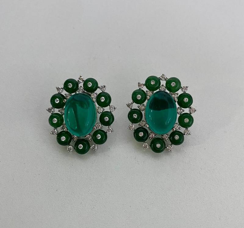 Emerald garden diamond earrings