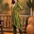 striped v-neck thread work a-line kurta with trousers