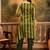 striped v-neck thread work a-line kurta with trousers