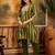striped v-neck thread work a-line kurta with trousers