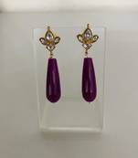 Amethyst kundan drop earrings