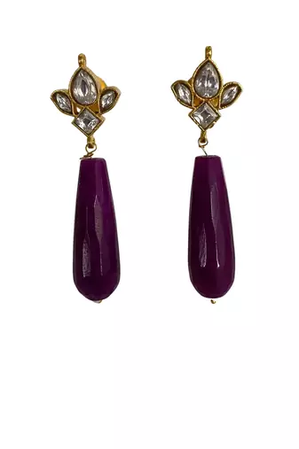 Amethyst kundan drop earrings