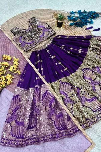 Kids blue lehenga choli with dupata  embroidery work
