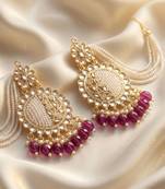   Fashionable Pearl purple Colour Chandabali Earrings