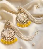   Fashionable Pearl yellow Colour Chandabali Earrings