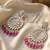   Fashionable Pearl Rani Colour Chandabali Earrings