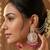   Fashionable Pearl Rani Colour Chandabali Earrings