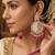   Fashionable Pearl Rani Colour Chandabali Earrings