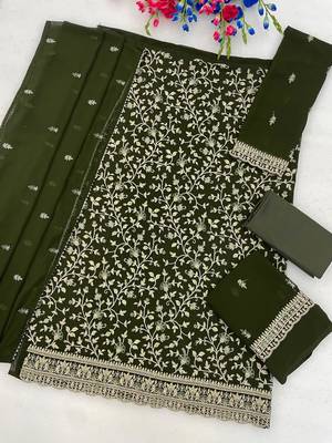 Mehendi fox georgette suit with embroidery & coding work 3