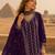 Purple chinon semi stitched suit with embroidery & sequence work
