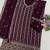 Purple chinon semi stitched suit with embroidery & sequence work