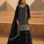 Black chinon semi stitched suit with embroidery & sequence work