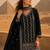 Black chinon semi stitched suit with embroidery & sequence work