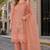 Peach chiffon semi stitched suit with embroidery thread & khatli work