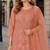 Peach chiffon semi stitched suit with embroidery thread & khatli work