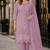 Lavender chiffon semi stitched suit with embroidery thread & khatli work