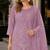Lavender chiffon semi stitched suit with embroidery thread & khatli work
