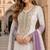 Lavender&white chiffon semi stitched suit with embroidery & sequence work