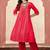 bandhani printed v-neck a-line kurta & trousers set