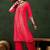 bandhani printed v-neck a-line kurta & trousers set