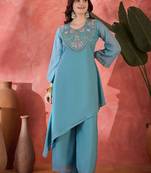 floral yoke design sequence asymmetric kurta & palazzo set