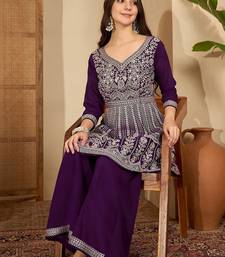 embroidered v-neck kurta & palazzos