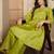 embroidered v-neck kurta & trousers kurta sets