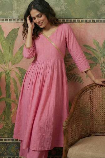 yoke  embroidered kurta & palazzos kurta sets