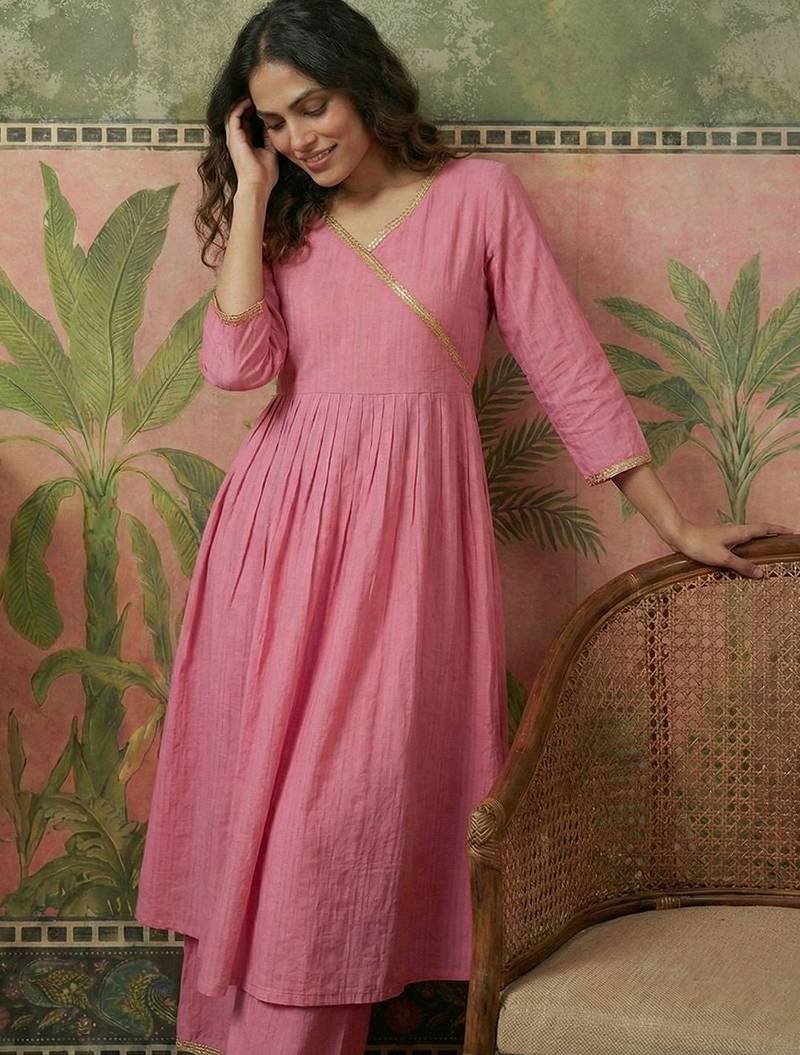 yoke  embroidered kurta & palazzos kurta sets