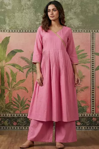 yoke  embroidered kurta & palazzos kurta sets
