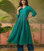v-neck kurta & trousers kurta set