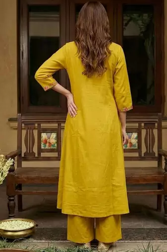 yoke design v-neck kurta & palazzos