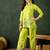 green floral embroidered v-neck kurta with trousers