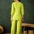 green floral embroidered v-neck kurta with trousers