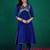 floral embroidered sequinned v-neck empire a-line kurta with trousers