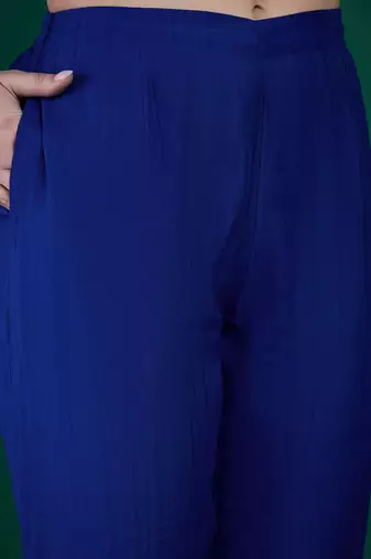 floral embroidered sequinned v-neck empire a-line kurta with trousers