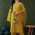 yellow floral embroidered round neck zari straight kurta & palazzos with dupatta