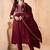 floral yoke design empire v-neck sequinned anarkali kurta with trouser and dupatta