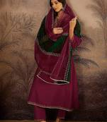 zari sequence thread embroidered a-line kurta & trousers with dupatta