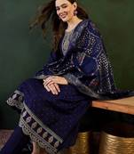 floral embroidered kurta with trouser & dupatta
