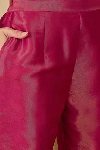 women magenta sequence embroidered kurta set