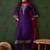 purple floral embroidered thread work straight kurta with trouser and dupatta