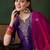 purple floral embroidered thread work straight kurta with trouser and dupatta